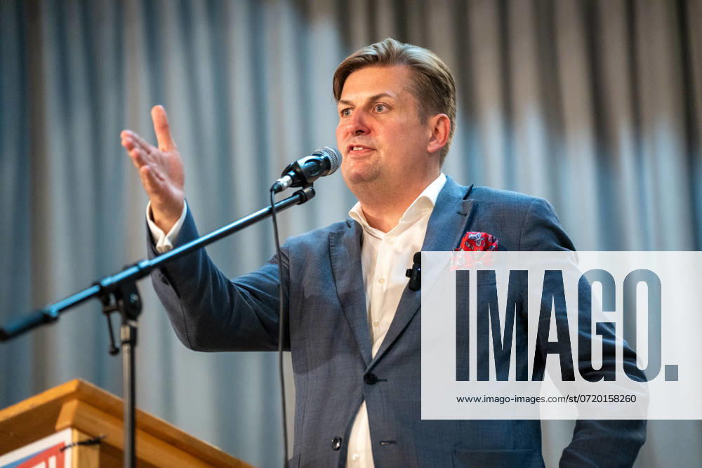 Maximilian Krah, a prominent politician of the AfD, Alternative for Germany, speaks at an event of the party in Meitingen, Bavaria