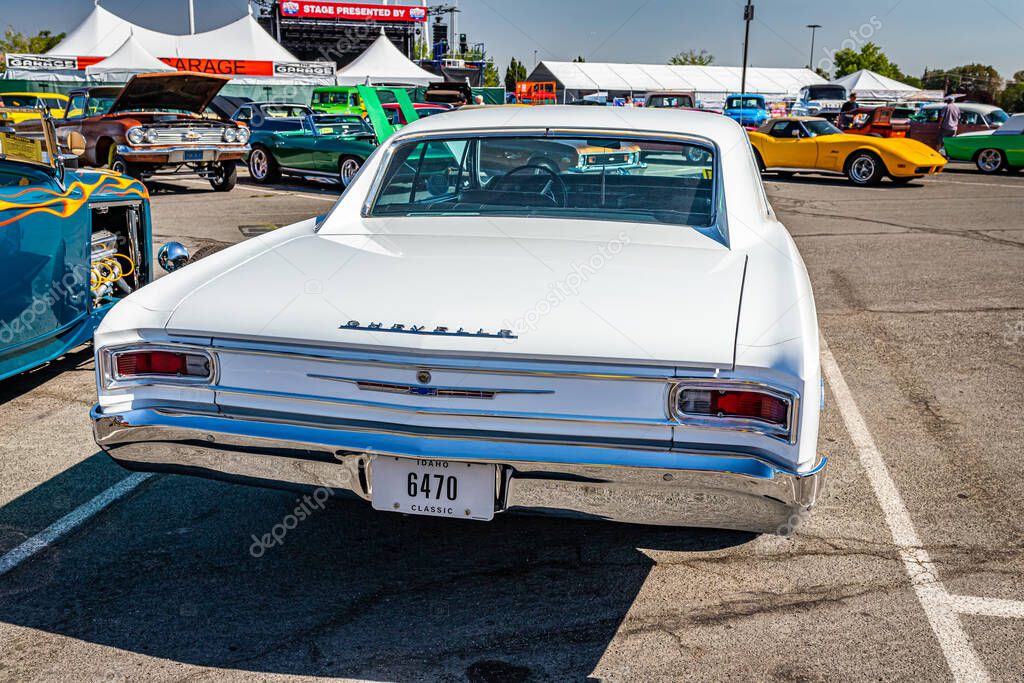 Reno, NV - August 4, 2021: 1966 Chevrolet Chevelle Malibu coupe at a local car show.
