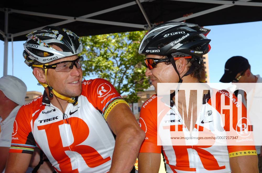 Tour Down Under, 6. Etappe: Adelaide City Council - Radioshack 2011, v.li.: Lance Armstrong und Robbie Mc Ewen -