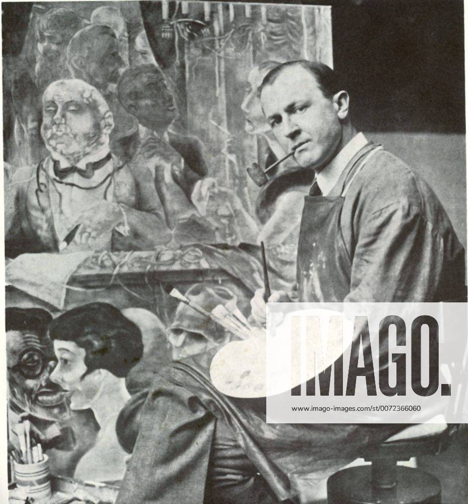 George Grosz (1893 ? 1959) German artist in his studio. A prominent member of the Berlin Dada and New Objectivity group, known especially for his savage caricatur of Berlin life in the 1920s. WHA !ACHTUNG AUFNAHMEDATUM GESCHÄTZT!