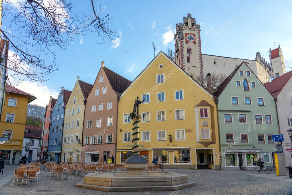 Beautiful colorful romantic city of Fussen Germany .