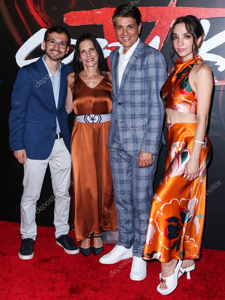 Daniel Macchio, Phyllis Fierro, Ralph Macchio and Julia Macchio arrive at the Los Angeles Premiere Of Netflix's 'Cobra Kai' Season 5 held at the Los Angeles State Historic Park on September 7, 2022 in Los Angeles, California, United States.