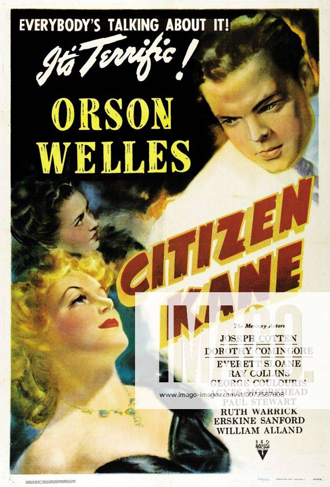 Citizen Kane is a 1941 American drama film directed, co-written, produced by, and starring Orson Welles. The picture was Welles first feature film. Considered by many critics, filmmakers, and fans to be the greatest film ever made. Also starring Joseph Cotten and Dorothy Comingore. WHA !ACHTUNG AUFNAHMEDATUM GESCHÄTZT!
