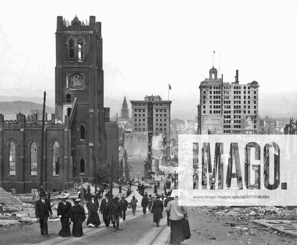 View of California Street in san Francisco after the 1906 Earthquake WHA !ACHTUNG AUFNAHMEDATUM GESCHÄTZT!