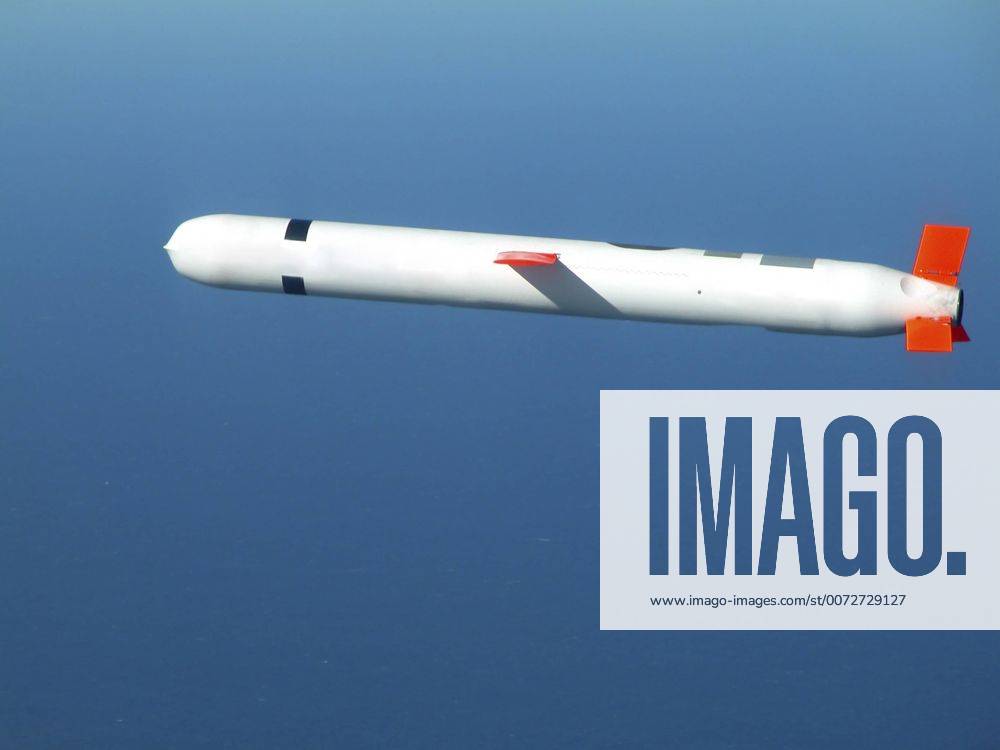 China Lake, California, November 10, 2002 - A Tactical Tomahawk Block IV cruise missile conducts a controlled flight test over the Naval Air Systems Command (NAVAIR) western test range complex in southern California. The Tactical Tomahawk, the next generation of Tomahawk cruise missile, adds the capability to reprogram the missile while in-flight to strike any of 15 preprogrammed alternate targets, or redirect the missile to any Global Positioning System (GPS) target coordinates. It also will be able to loiter over a target area for some hours, and with its on-board TV camera, will allow the war fighting commanders to assess battle damage of the target, and, if necessary redirect the missile to any other target.