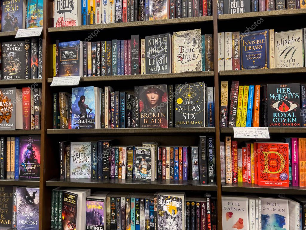 Woodinville, WA USA - circa November 2022: Wide view of books for sale inside a Barnes and Noble store.