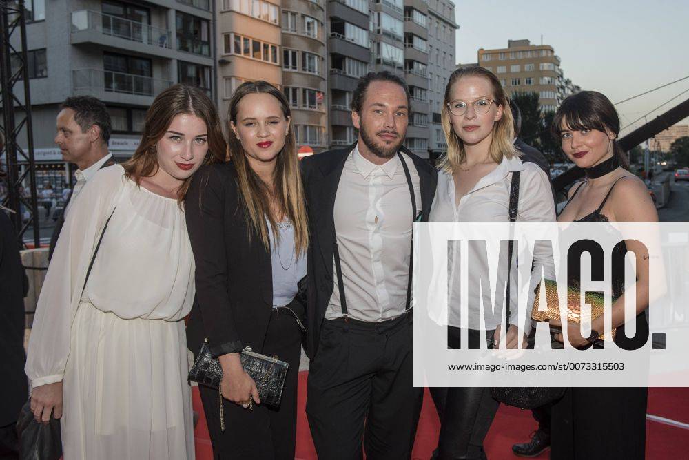 Actress Joy Anna Thielemans (2nd R) pictured ahead of the premiere of Everybody Happy , opening film of the tenth edition of the Oostende Film festival, in Oostende, Friday 09 September 2016. JONASxROOSENS 04927463