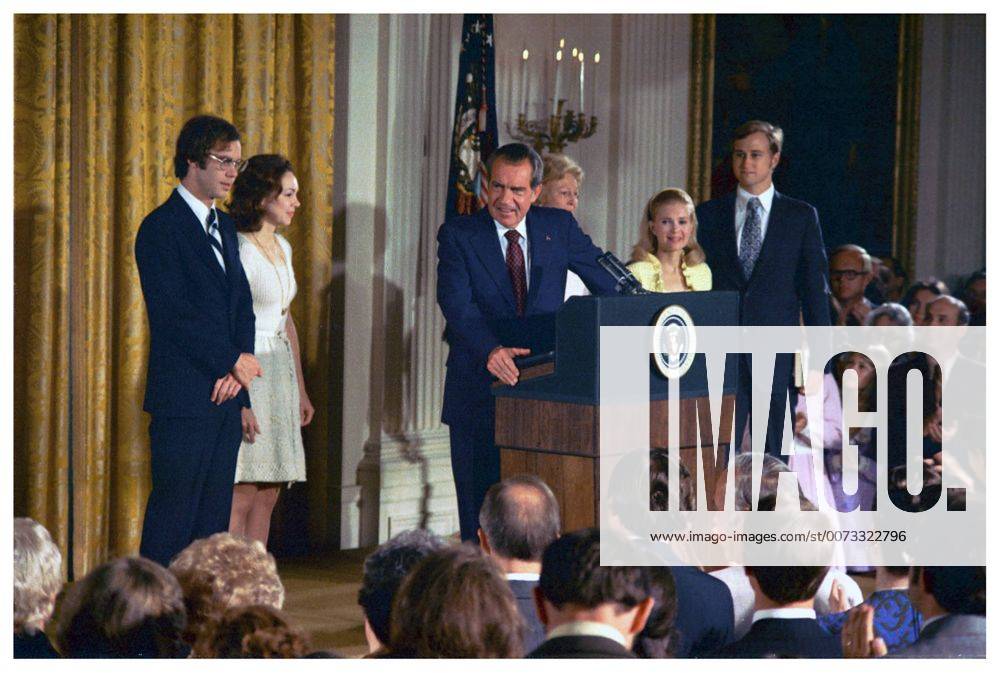 President Richard Nixon announces his resignation as President of the USA in 1974 following the Watergate scandal WHA !ACHTUNG AUFNAHMEDATUM GESCHÄTZT!