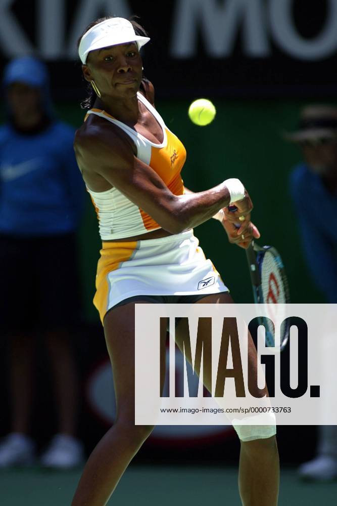 Venus Williams (USA) - Rückhand Tennis Damen Australian Open 2003, Grand Slam, Hartplatz, Hardcourt, Hartplatztennis, Hartplatzturnier, Vdig, Einzelbild Melbourne
