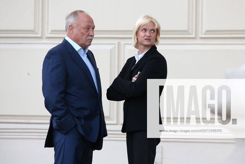 CSKA s deputy head, Olympic gymnastics champion Svetlana Khorkina (R) with husband Oleg Kochnov outside Moscow s Bolshoi Theatre where a production of Giuseppe Verdi s opera Simon Boccanegra is to be presented by the Teatro alla Scala (Milan s grand opera house) as part of the 2016 Chereshnevy Les Open Art Festival. Artyom Korotayev TASS TS03112F