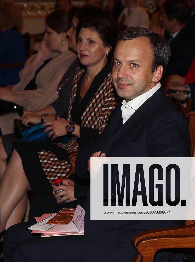 Russia s deputy prime minister Arkady Dvorkovich (front) with wife Zumrud Rustamova at Moscow s Bolshoi Theatre where a production of Giuseppe Verdi s opera Simon Boccanegra is to be presented by the Teatro alla Scala (Milan s grand opera house) as part of the 2016 Chereshnevy Les Open Art Festival. Artyom Korotayev TASS TS03113D