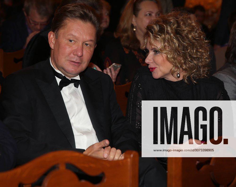 Chairman of the board of directors at Gazprom, Alexei Miller (L)with wife Irina at Moscow s Bolshoi Theatre where a production of Giuseppe Verdi s opera Simon Boccanegra is to be presented by the Teatro alla Scala (Milan s grand opera house) as part of the 2016 Chereshnevy Les Open Art Festival. Artyom Korotayev TASS TS03113F