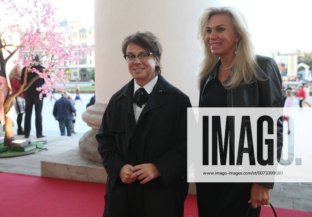 Fashion designer Valentin Yudashkin with wife Marina at Moscow s Bolshoi Theatre where a production of Giuseppe Verdi s opera Simon Boccanegra is to be presented by the Teatro alla Scala (Milan s grand opera house) as part of the 2016 Chereshnevy Les Open Art Festival. Artyom Korotayev TASS TS031167