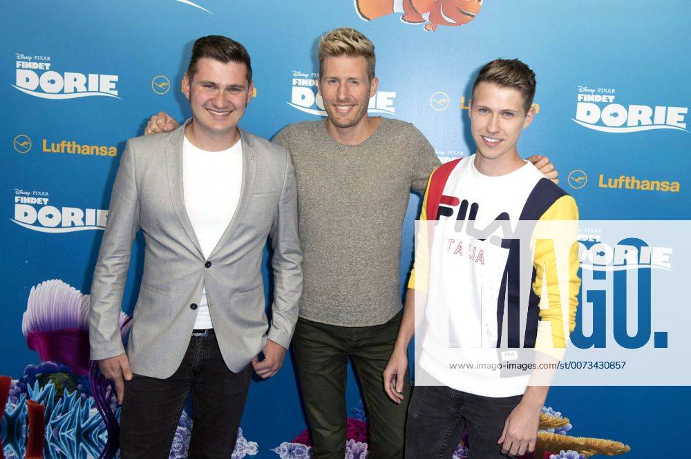Sebastian Rätzel, Maxi Arland und Sebastiano Schweitzer bei der Premiere des Kinofilms Findet Dorie Finding Dory im Zoo Palast. Berlin, 15.09.2016 Foto:xFredericx xFuturexImage
