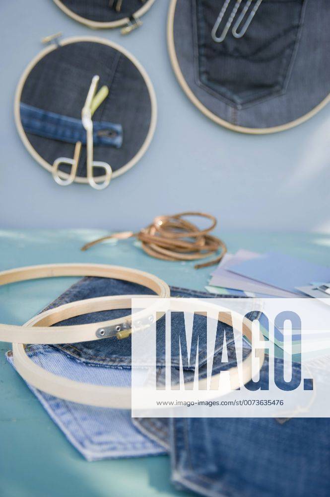 DIY, pinboard, embroidery frame, denim GISF000241