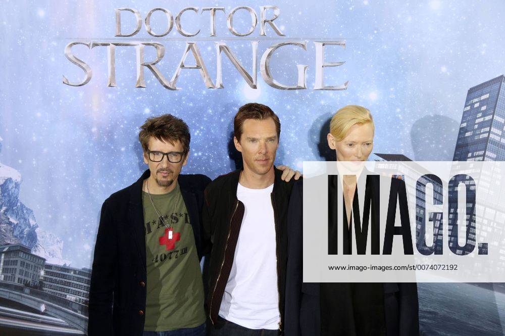 Scott Derrickson, Benedict Cumberbatch und Tilda Swinton beim Photocall zum Kinofilm Doctor Strange im Soho House. Berlin, 26.10.2016 Foto:xA.xFuturexImage