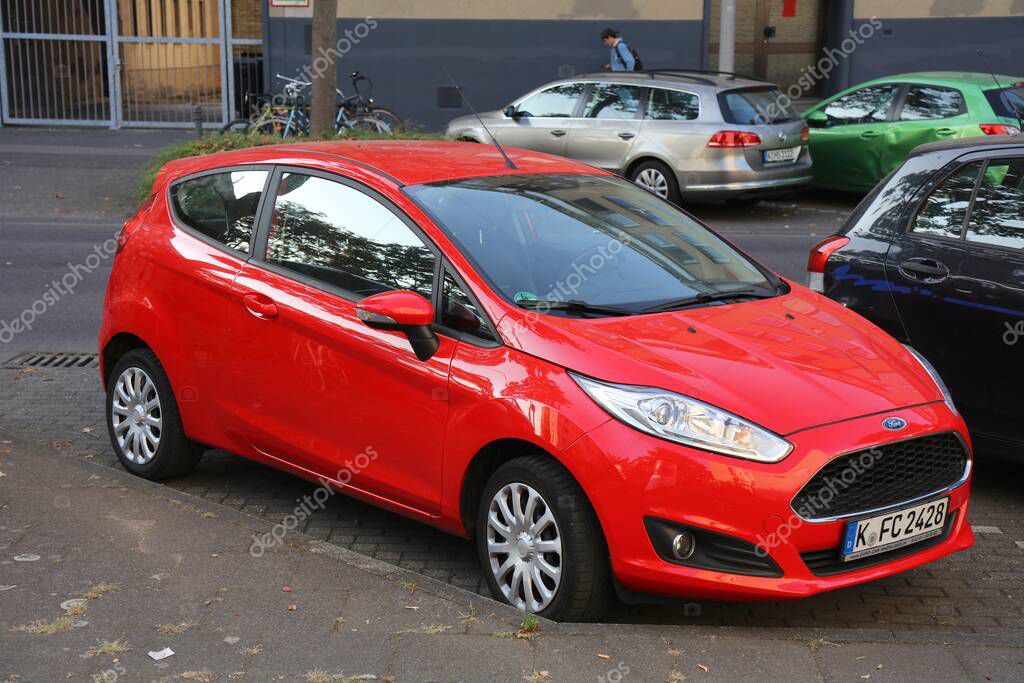 Ford Fiesta hatchback city car parked in Germany. There were 45.8 million cars registered in Germany (as of 2017).