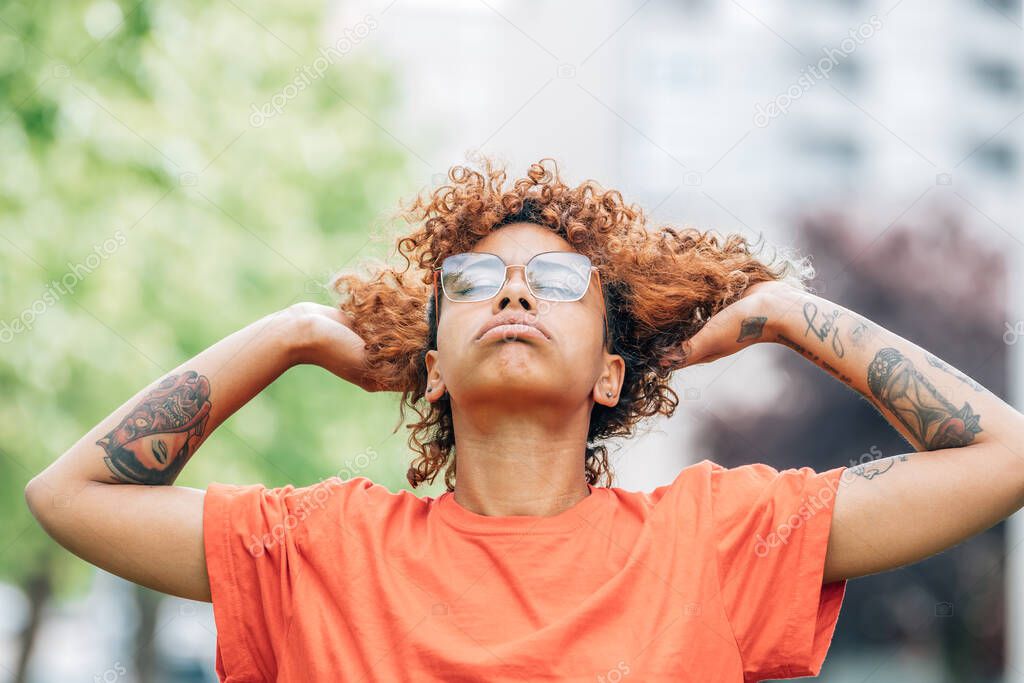 Girl in summer with wave or heat stroke