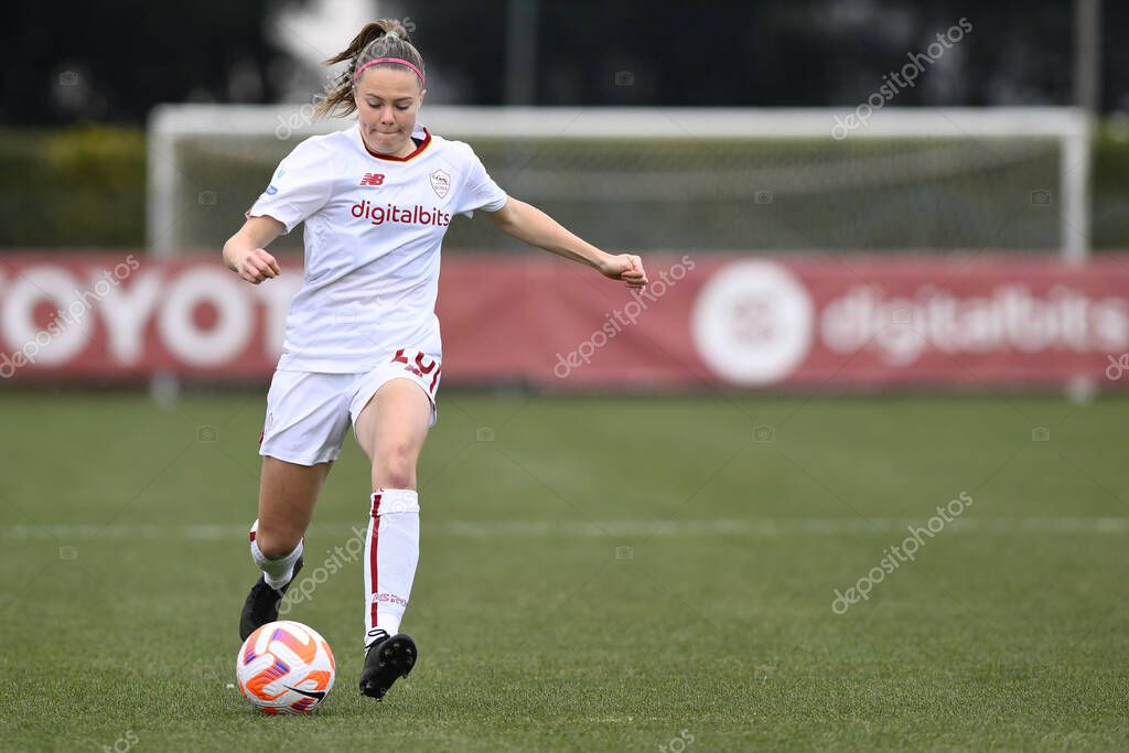 Mina Bergersen of AS Roma Women during the second leg of the quarterfinal match of the Women's Italian Cup between A.S. Roma vs Pomigliano Calcio Donne on February 8, 2023 at Stadio Tre Fontane, Rome, Italy. - Credit: Domenico Cippitelli/LiveMedi
