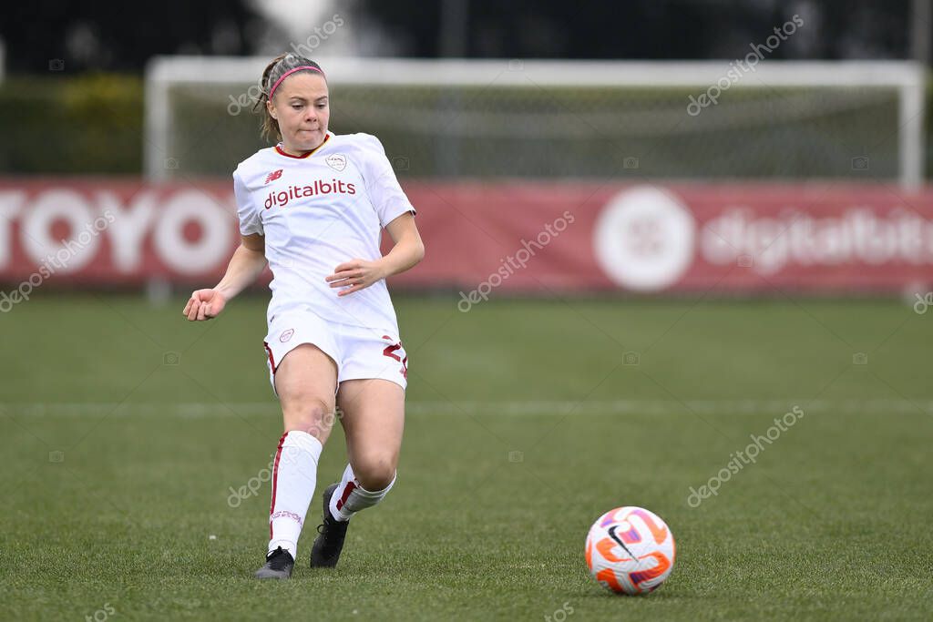 Mina Bergersen of AS Roma Women during the second leg of the quarterfinal match of the Women's Italian Cup between A.S. Roma vs Pomigliano Calcio Donne on February 8, 2023 at Stadio Tre Fontane, Rome, Italy. - Credit: Domenico Cippitelli/LiveMedi