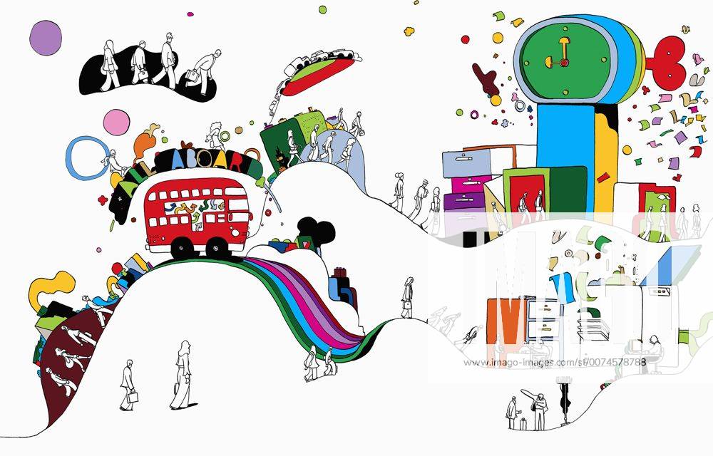 Collage von arbeitenden und reisenden Menschen Celyn 10720005