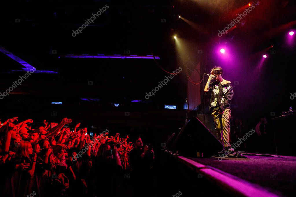 MOSCOW - 30 MARCH, 2017: Rapper Lil Peep concert in night club.