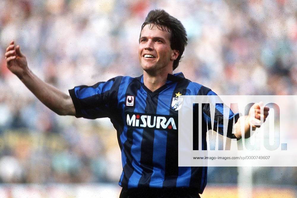 Lothar Matthäus (Inter) - Torjubel Fußball Herren Serie A 1988 1989, 1. Italienische Liga, Internazionale Mailand Einzelbild Mailand Freude,