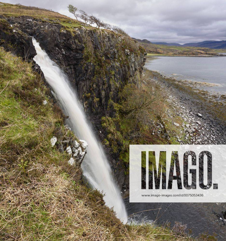 Eas Fors waterfall, near Ulva Ferry, Isle of Mull, Inner Hebrides, Argyll and Bute, Scotland, United Kingdom, Europe