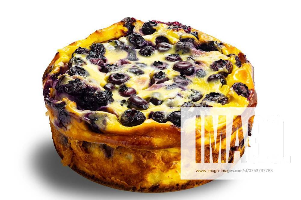 High angle view of freshly baked homemade yogurt blueberry cake., High angle view of freshly baked homemade yogurt blueberry cake isolated on white background with clipping path., High angle view of freshly baked homemade yogurt blueberry cake isolated on white background with clipping path., 05.03.2024,