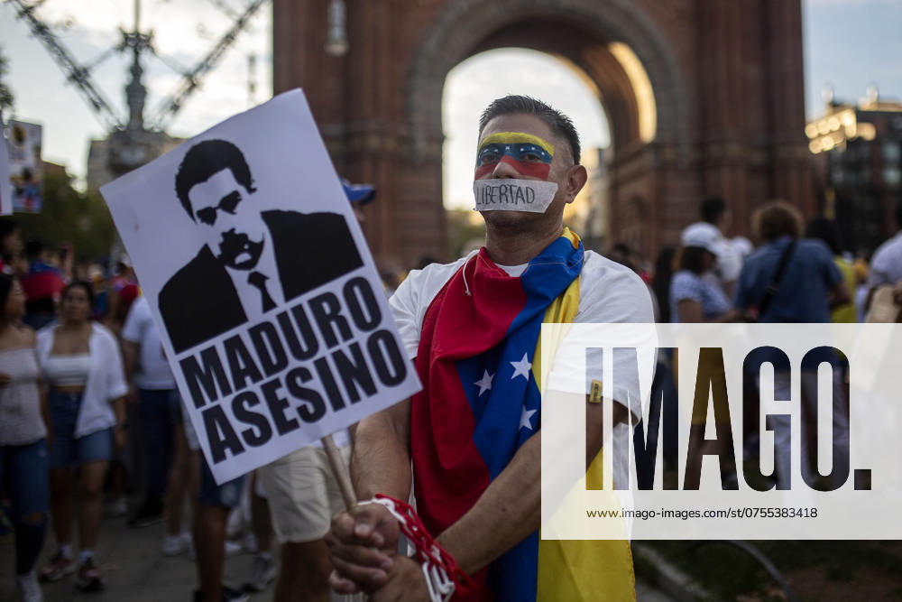 Protest In Barcelona By Supporters Of The Venezuelan Opposition Supporters of the Venezuelan opposition, led by Maria Corina Machado and Edmundo Gonzalez, are protesting in Barcelona, Spain, on July 28, to denounce fraud in the elections. Barcelona Spain