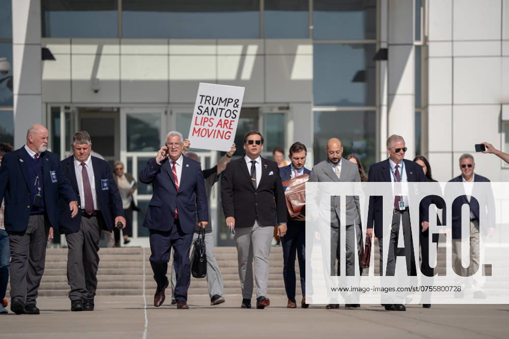 George Santos, former Representative from New York, makes a statement to the press after leaving federal court in Central Islip. Santos is expected to plead guilty to fraud and money laundering charges to avoid trial and possible jail time. Central Islip United States - ZUMAs197 20240819_aaa_s197_238