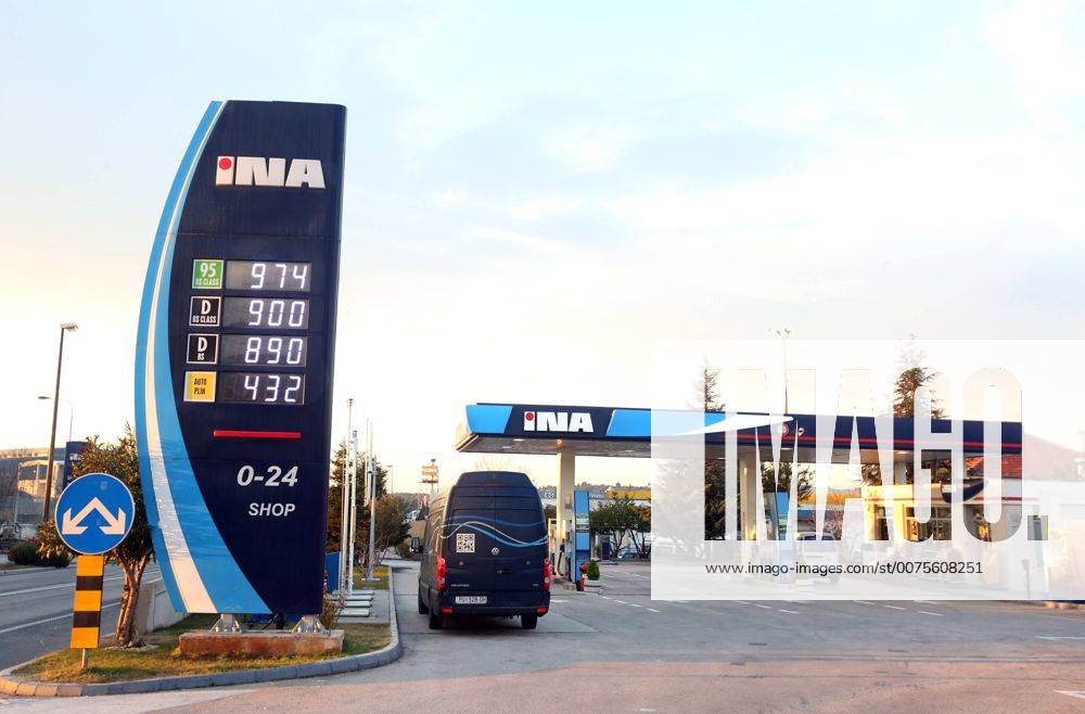 Ina petrol station - Sibenik, Croatia 27.12.2016., Sibenik, Croatia - Another fuel price increase happened. Eurosuper 95 and Diesel raised their prices for about 2 Ä cents. DuskoxJaramaz PIXSELL