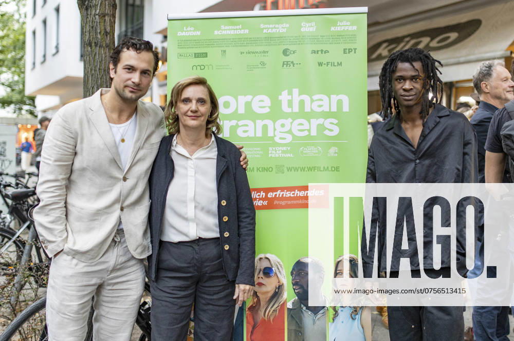 Samuel Schneider, Sylvie Michel and Leo Daudin at the premiere of the feature film ˜More Than Strangers˜ at Kino Filmkunst 66 Berlin, 22 08 2024 Foto:xM.xPatzigx xFuturexImagex strangers_4853