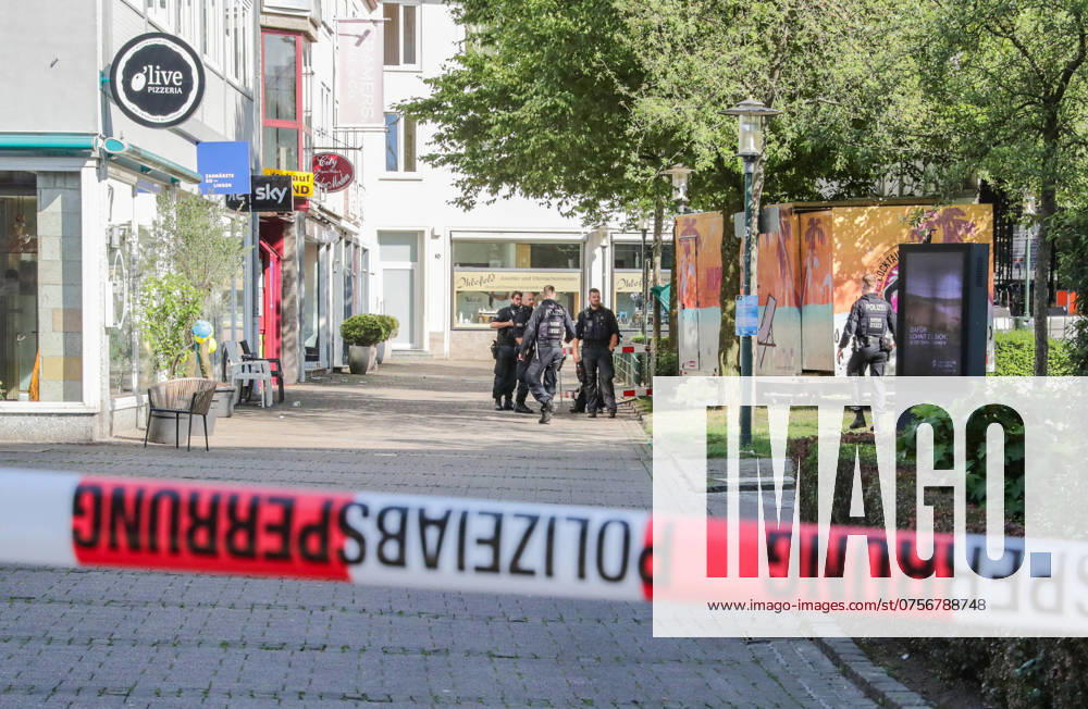 (240824) -- SOLINGEN, Aug. 24, 2024 -- Policemen work at a site of a knife attack in Solingen, Germany, Aug. 24, 2024. At least three people were killed and several others injured in a knife attack in the western German city of Solingen on Friday evening, German media reported. The attack took place as a festival was underway to mark the 650th anniversary of the city s founding. ) (SpotNews)GERMANY-SOLINGEN-KNIFE ATTACK ZhangxFan
