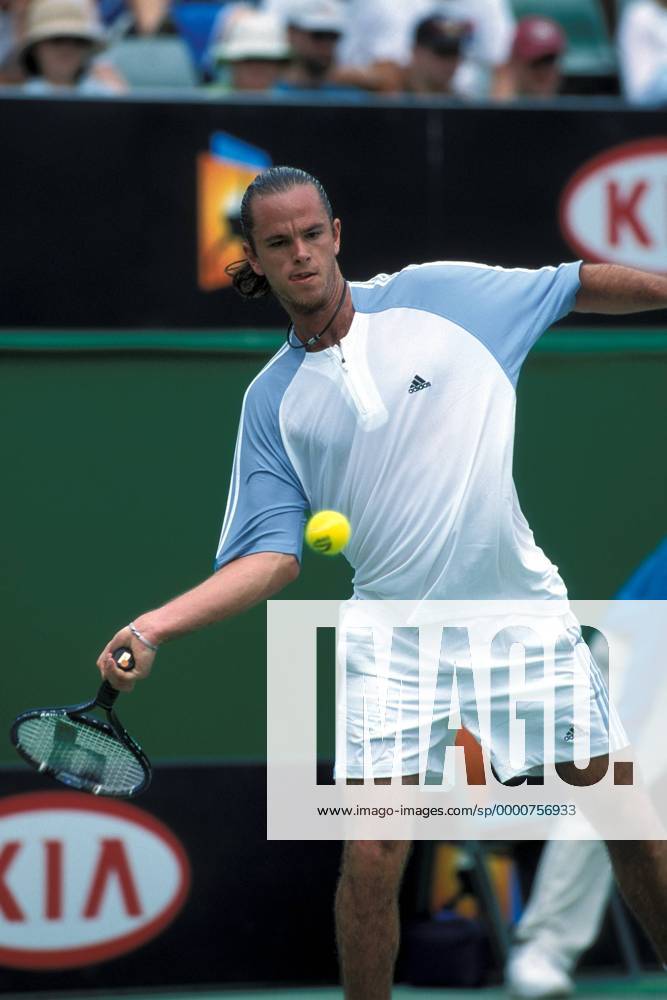 Xavier Malisse (Belgien) - Vorhand Tennis Herren Australian Open 2003, ATP-Tour, Grand Slam, Hartplatz, Hardcourt, Hartplatztennis, Hartplatzturnier Einzelbild Melbourne