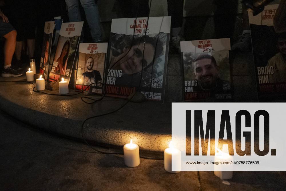 Activists held rally and memorial service for the 6 hostages who were kidnapped and murdered by Hamas on Columbus Circle in New York on September 1, 2024. They demanded deal to release the remaining hostages. New York United States - ZUMAr339 20240901_znp_r339_028