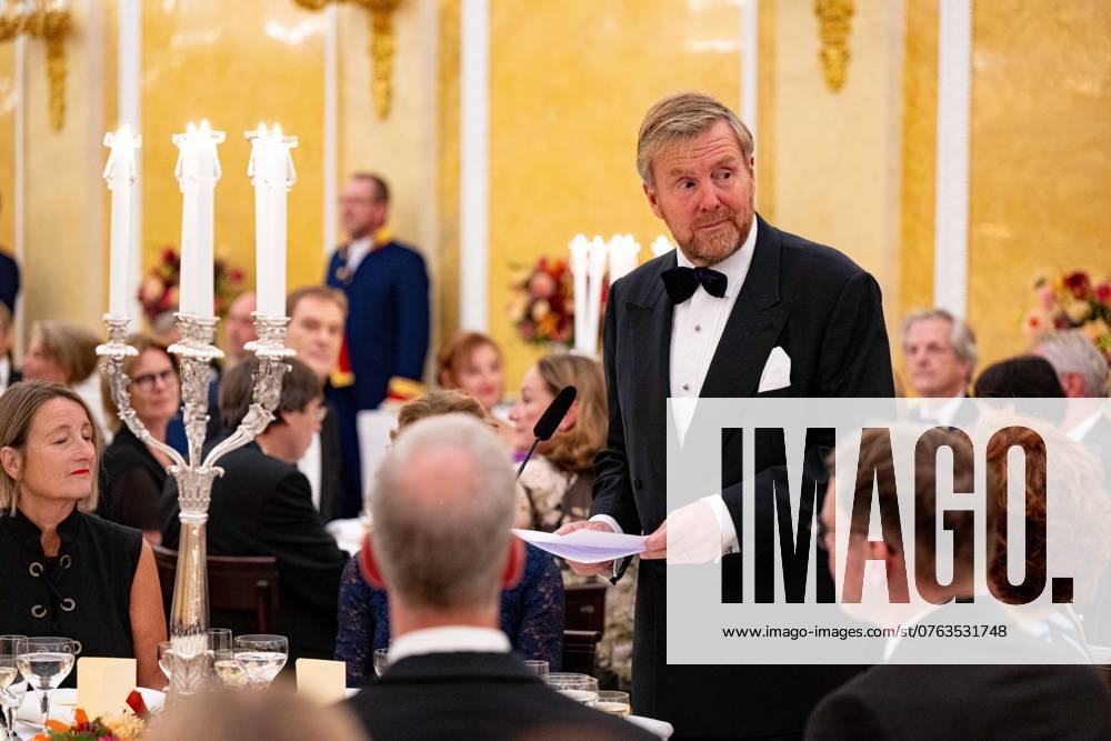Den Haag, The Netherlands, 2024-09-18 20:17:58 THE HAGUE, 18-09-2024, Noordeinde PalaceKing Willem-Alexander and Queen Maxima and Princess of Orange offered the members of the Council of State a dinner at Noordeinde Palace in The Hague.PHOTO: NL Beeld POOL Mischa Schoemaker Credit: NL Beeld Patrick van Emst