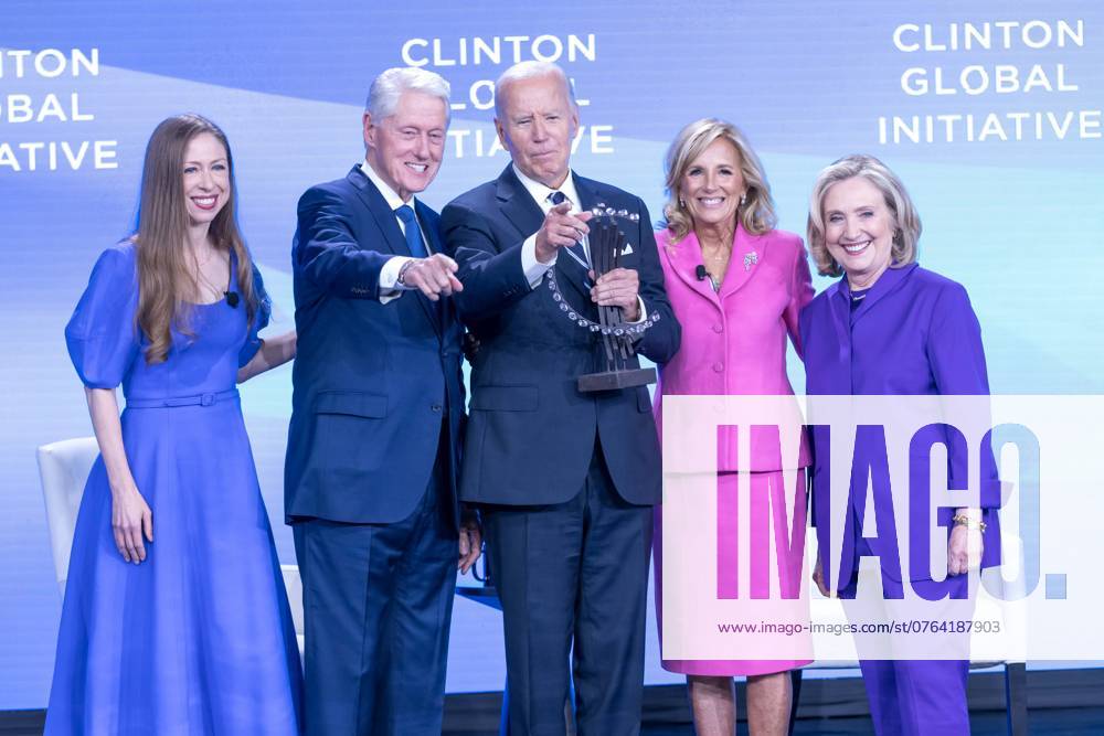 Chelsea Clinton, Bill Clinton, Joe Biden, Jill Biden and Hillary Clinton during the Clinton Global Initiative 2024 Annual Meeting at a hotel on Manhattan Island in New York in the United States on Monday, 23 New York City United States - ZUMAv122 20240923_aap_v122_126