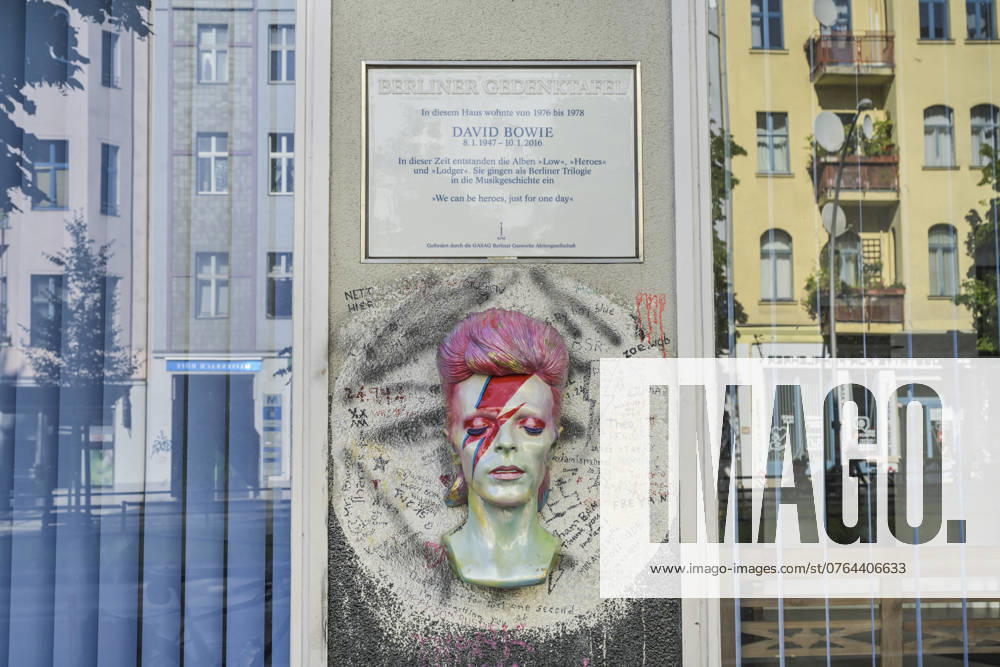 Bust and memorial at David Bowies home, Hauptstraße, Schöneberg, Berlin, Germany