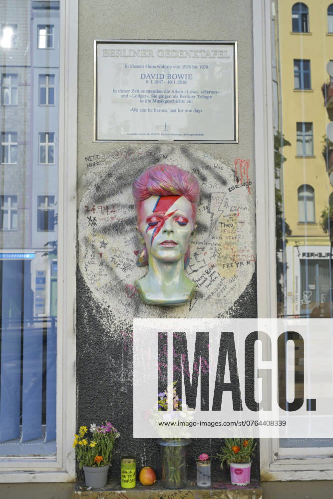 Bust and memorial at David Bowies home, Hauptstraße, Schöneberg, Berlin, Germany