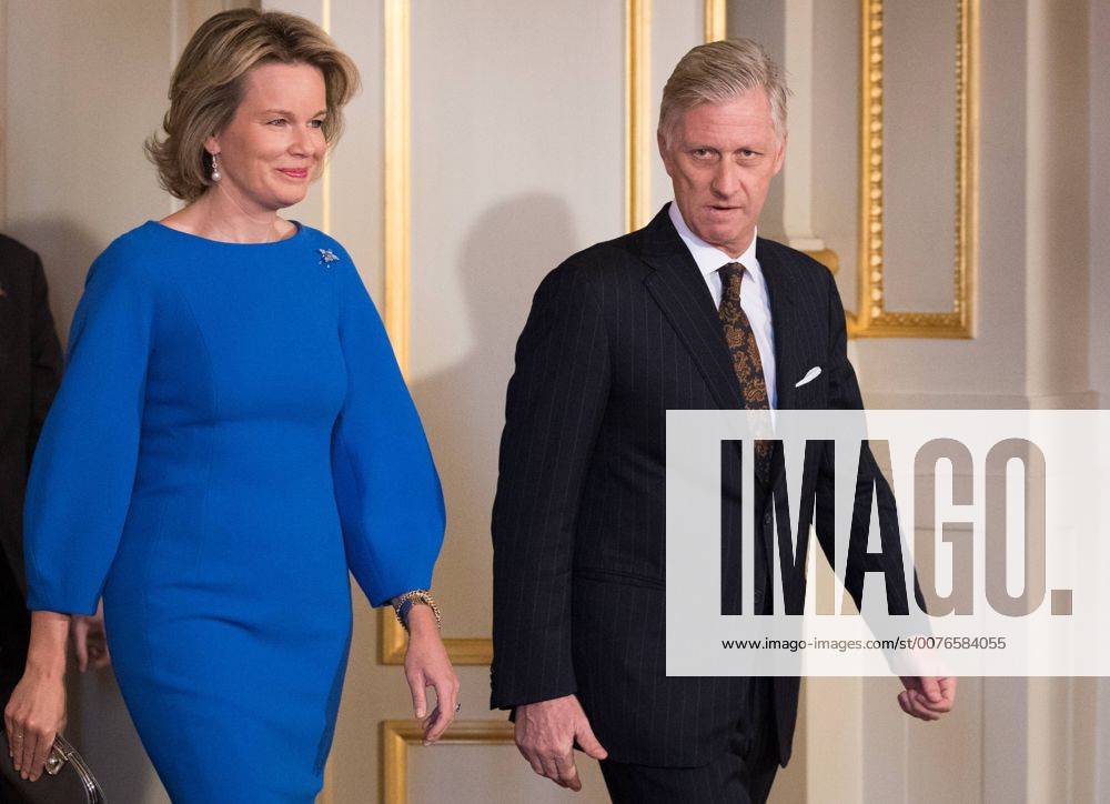 Queen Mathilde and King Philippe - Filip of Belgium pictured ahead of a New Year s reception organized by the Royal Family for the European Authorities, at the Royal Palace, in Brussels, Wednesday 25 January 2017. BENOITxDOPPAGNE 05032886