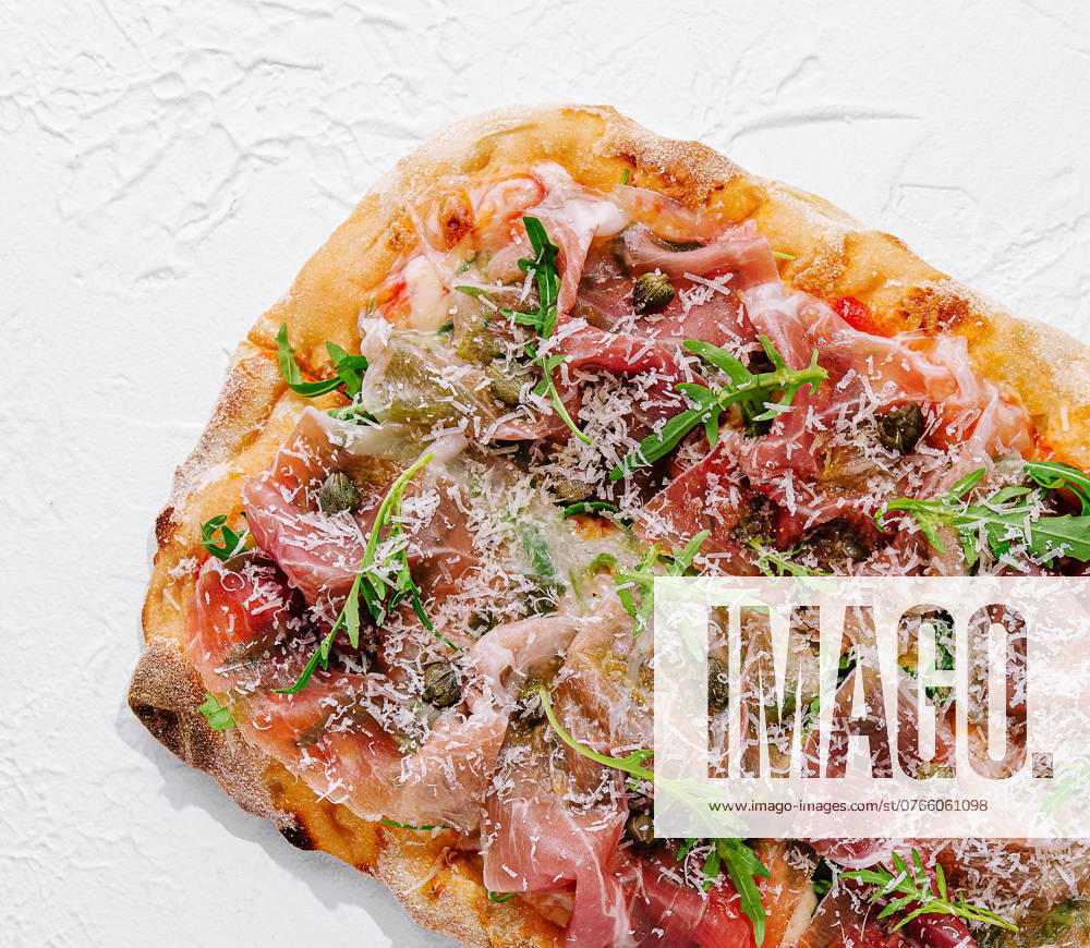 Square pizza with prosciutto and arugula square pizza with prosciutto and arugula