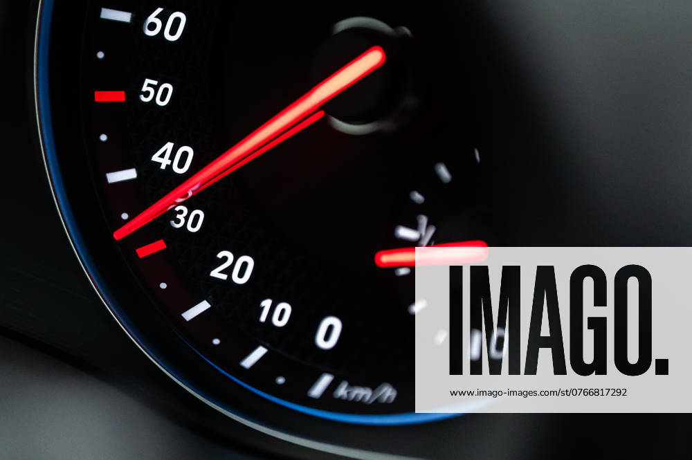 The speedometer needle of a car shows 30 Km h Rottweil Baden Württemberg Germany