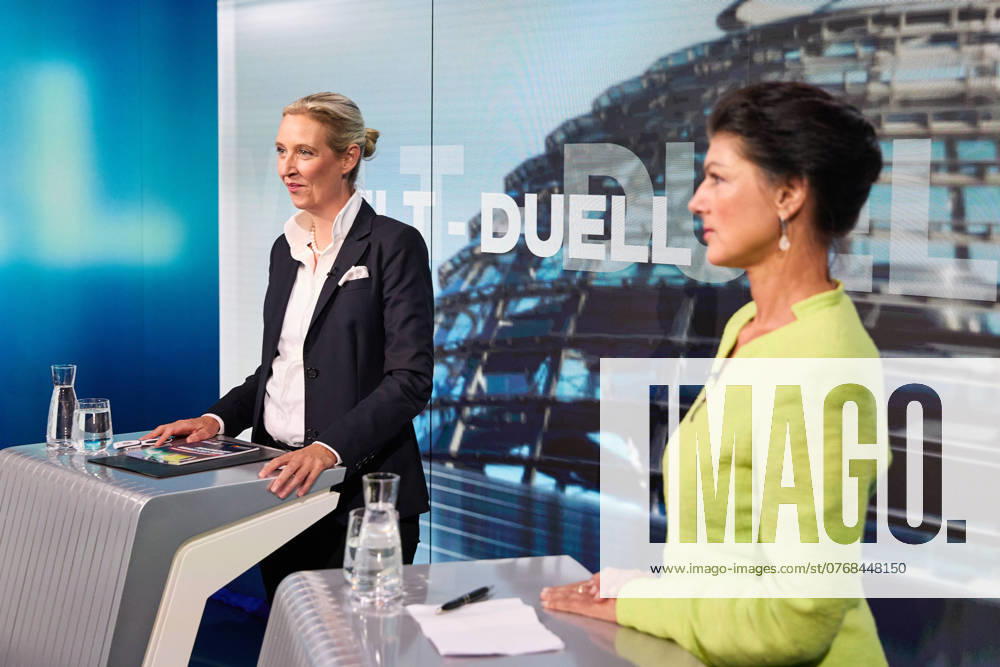 Studio Welt TV TV duel between the leaders of AfD and BSW Alice Weidel and Sahra Wagenknecht