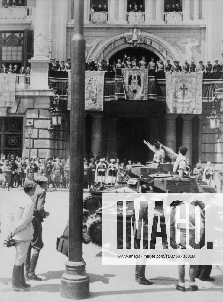 Orig caption General Franco presided in Valencia the great Victory celebrations On this occas