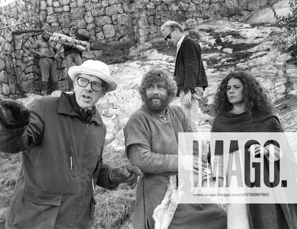 1983 10 03 Filming of the childrens film Ronja Rövardotter October 3, 1983 The film is based on the author Astrid Lindgrens childrens book of the same title published in 1981 From the director Tage Danielsson with actors Börje Ahlstedt and Lena Nyman In the background, the film producer Waldemar Bergendahl Sweden