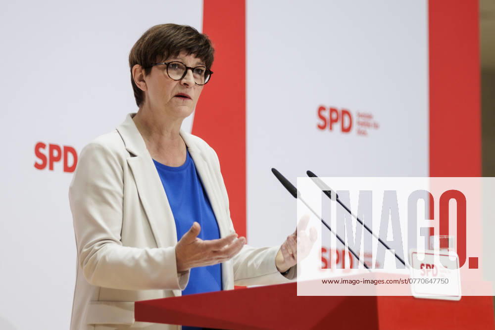 Saskia Esken, Federal Chairwoman of the SPD, at a press conference at Willy Brandt Haus in Berlin, 14 10 2024 Berlin Germany