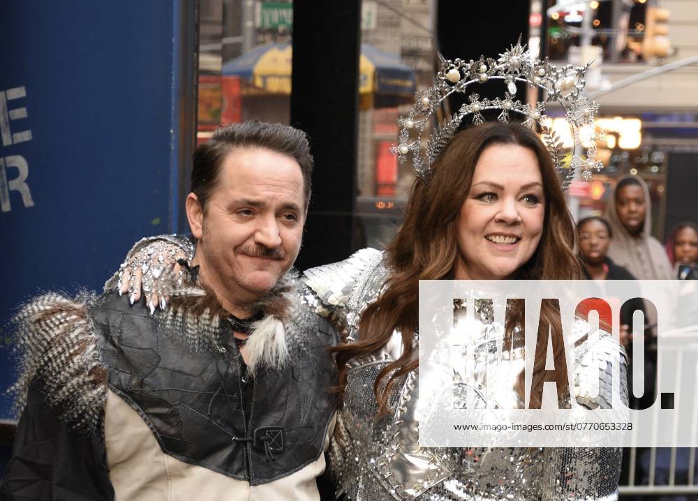 NEW YORK,NY - OCTOBER 14: Ben Falcone and Melissa McCarthy seen at Good Morning America in New York City on October 14, 2024.