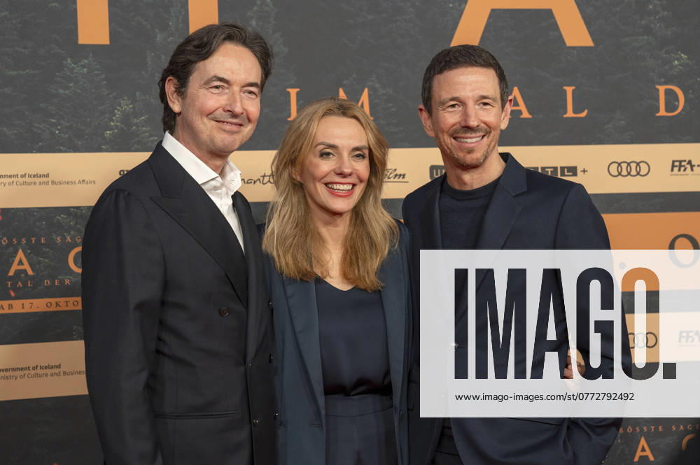 Martin Bachmann, Inga Leschek and Oliver Berben at the premiere of the feature film Hagen Im Tal der Nibelungen at Mathäser Filmpalast Munich, 15 10 2024 Foto:xN.xKolinzx xFuturexImagex hagen_4118