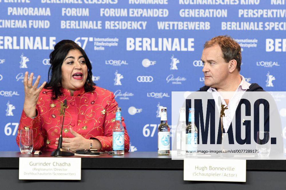 Regisseurin Gurinder Chandha und Schauspieler Hugh Bonneville bei der Pressekonferenz zum Film VICEROY S HOUSE anlässlich der 67. Berlinale 67. Internationale Filmfestspiele Berlin